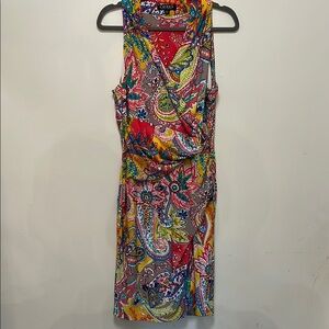 Lauren Ralph Lauren Red and Blue Halter Sheath  Dress